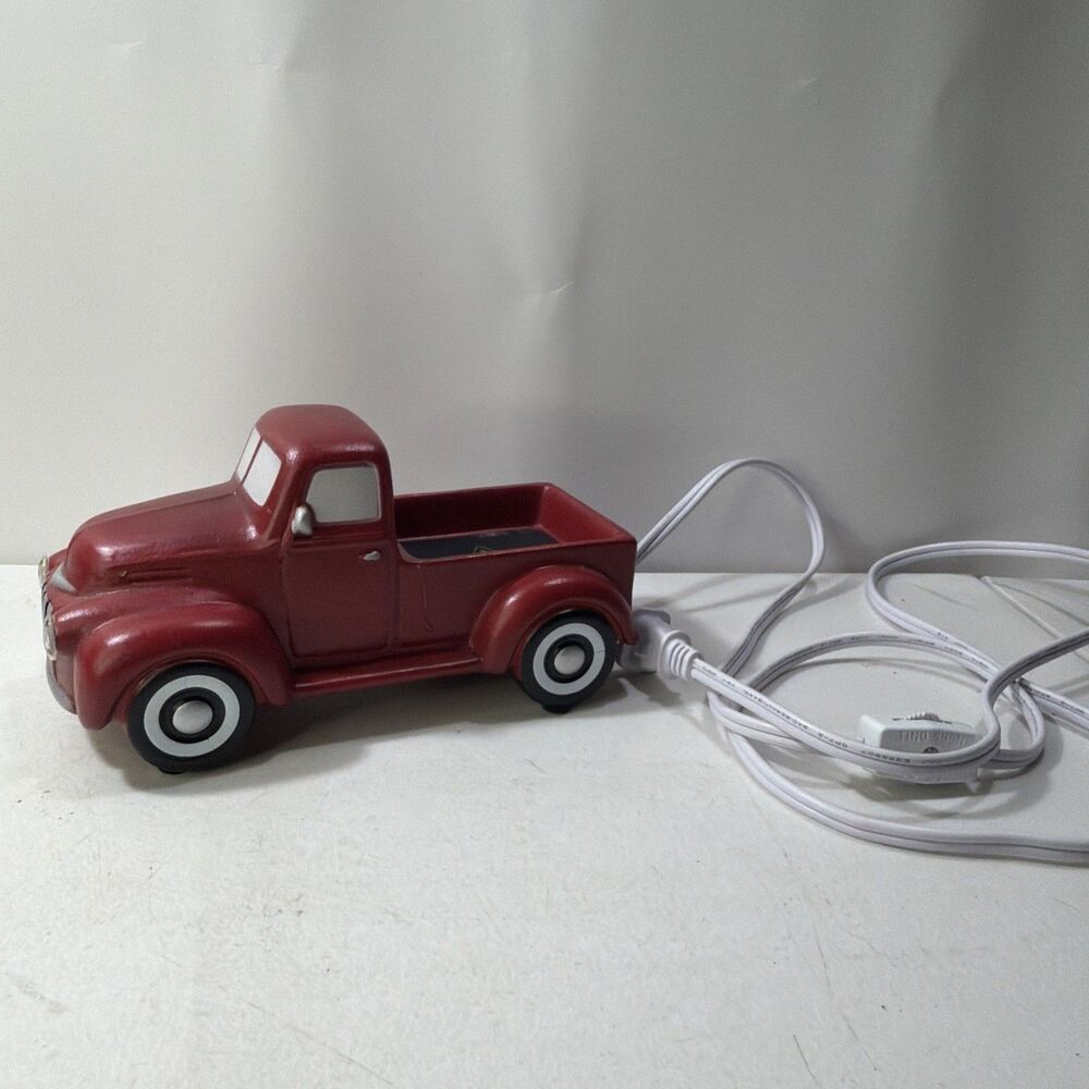 Electric Wax Melt Candle Holder, vintage Red Truck with light up headlights